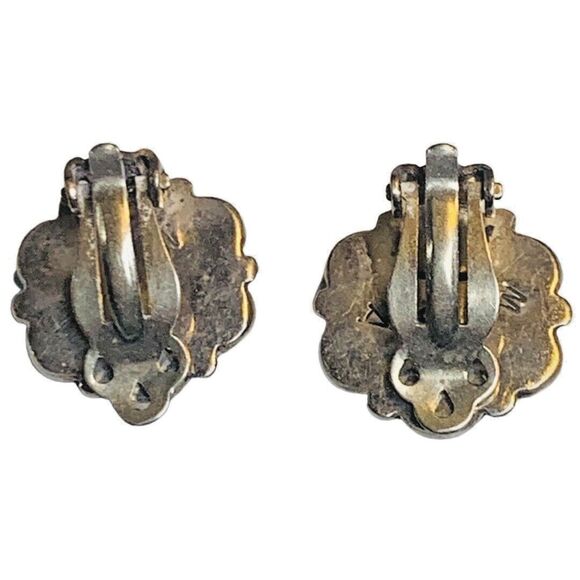 Native American Green Malachite 925 Sterling Silver Earrings Rare Carol Allapowa - Picture 9 of 14